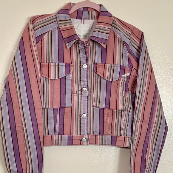 Ella Moss Dolman Bomber Jacket Rainbow Stripe - Picture 5 of 8